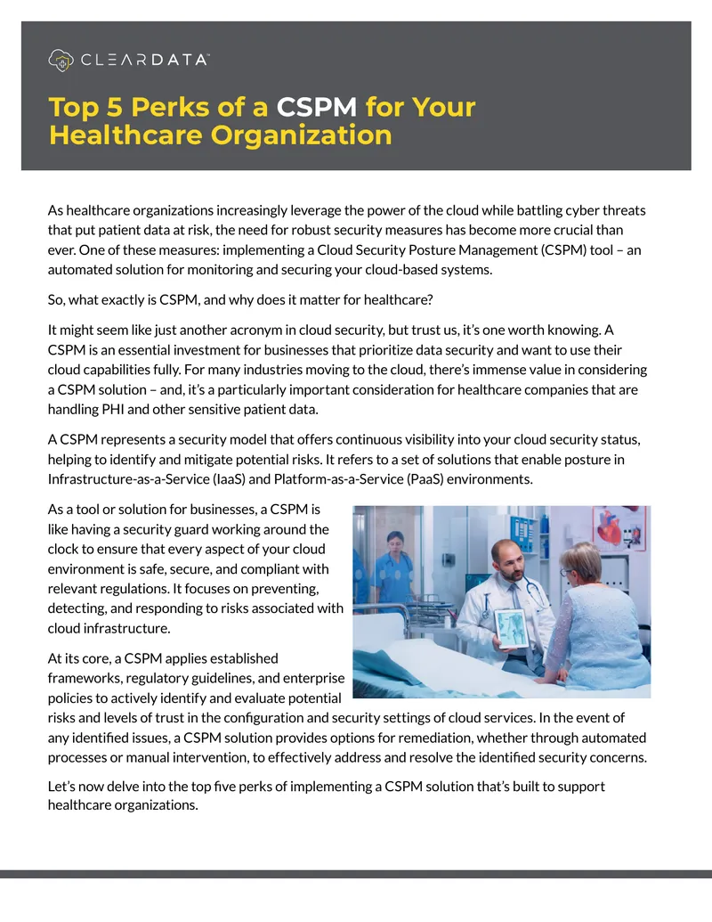 Top Benefits of Cloud Security Posture Management for Healthcare