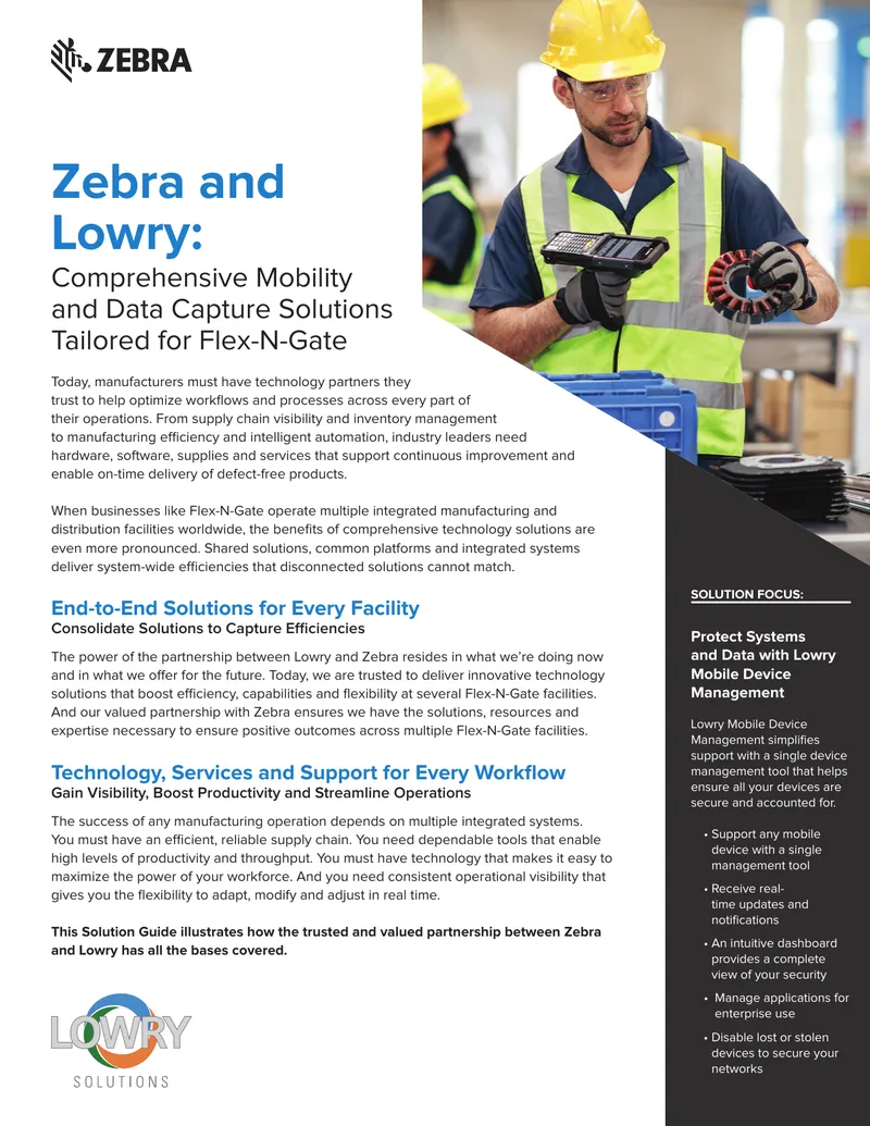 Zebra and Lowry Manufacturing Solutions Guide