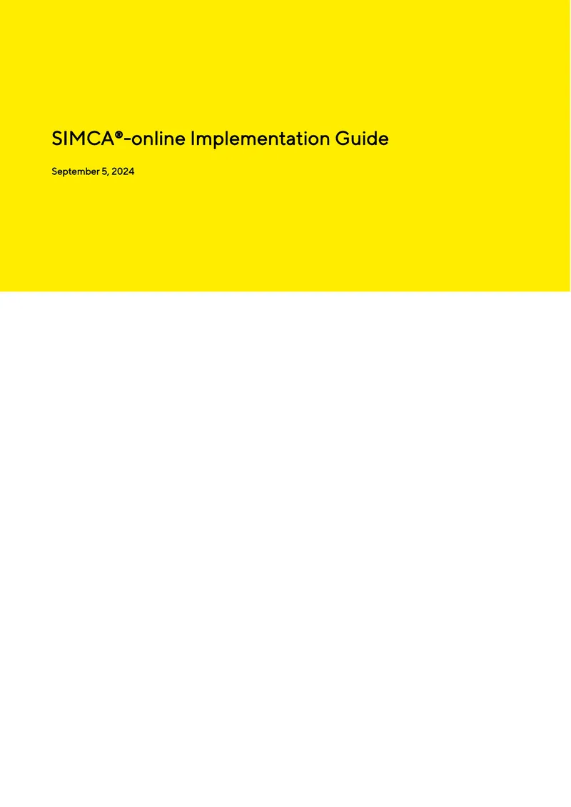 SIMCA-online Implementation Guide Overview