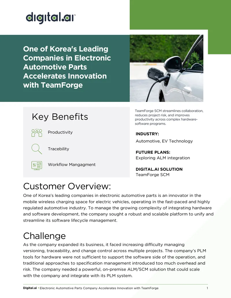 Electronic Automotive Parts Company Innovation with TeamForge