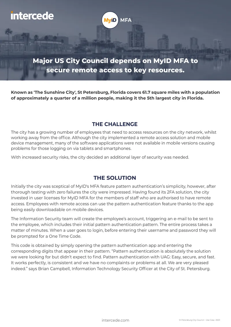 St Petersburg City Council Use Case for MyID MFA