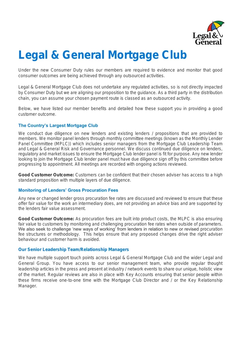 Legal & General Mortgage Club Member Benefits Overview