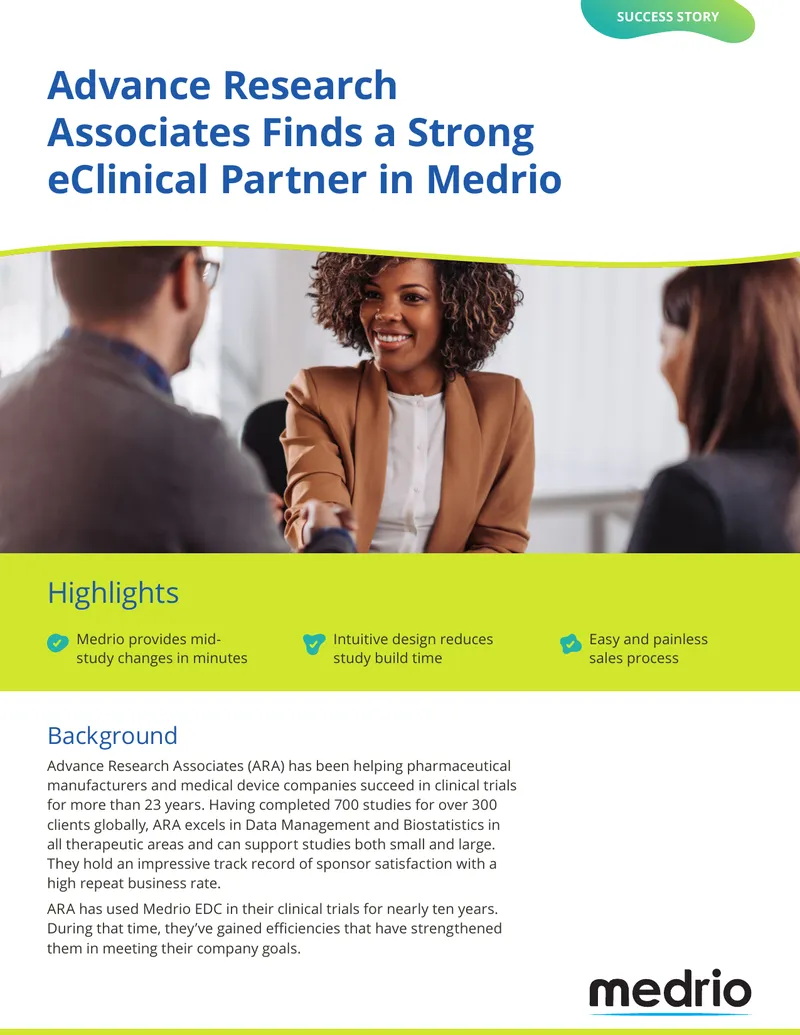 Advance Research Associates Partnership with Medrio