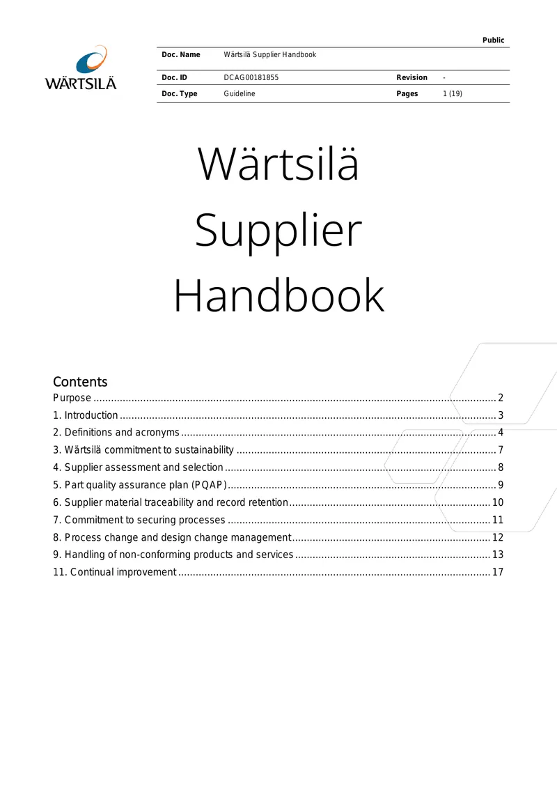 Wärtsilä Supplier Handbook Guidelines