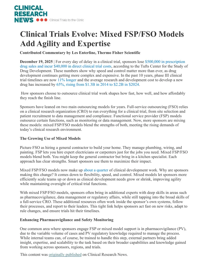 Mixed FSP and FSO Models in Clinical Trials