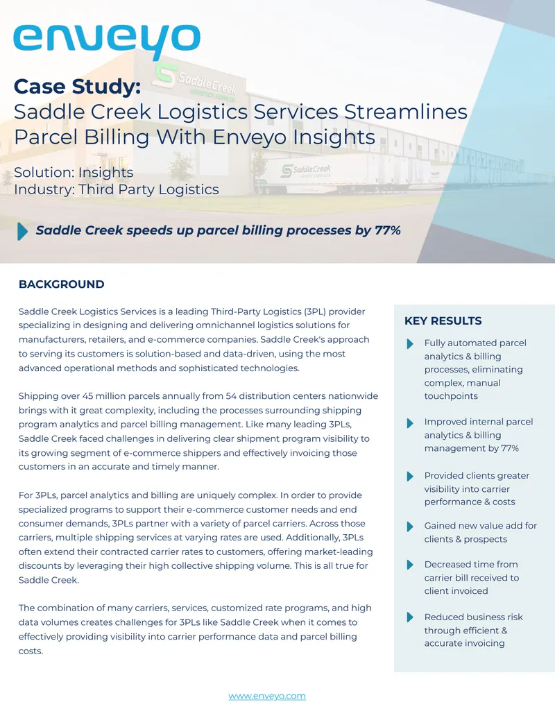 Saddle Creek Logistics Services Parcel Billing Case Study