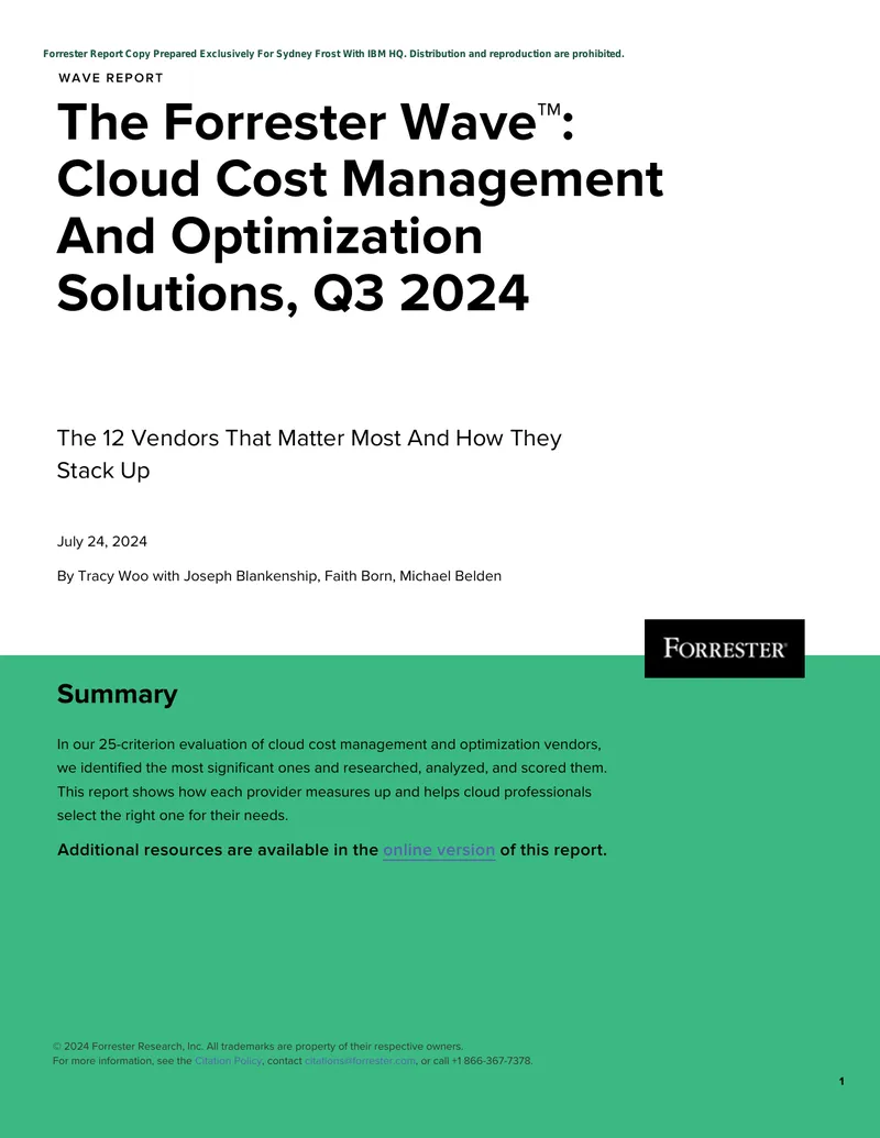 Forrester Wave Report on Cloud Cost Management Solutions