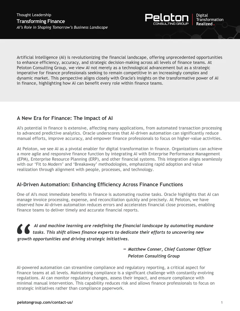 AI's Impact on Finance Transformation