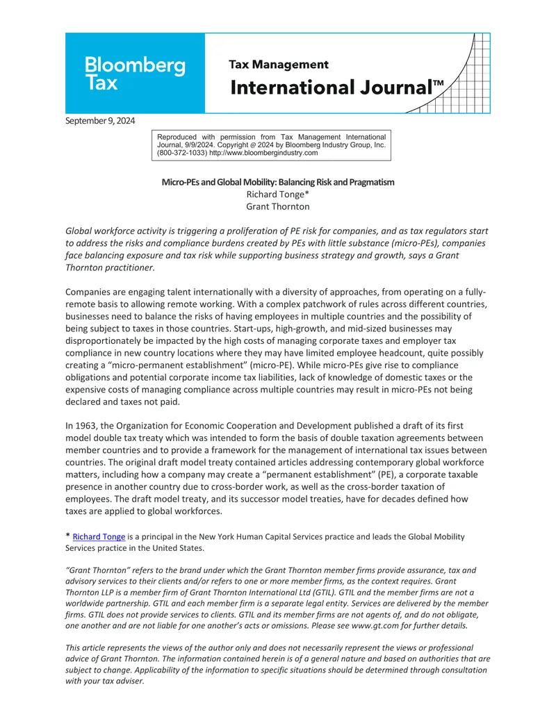 Micro-PEs and Global Mobility Risk Management