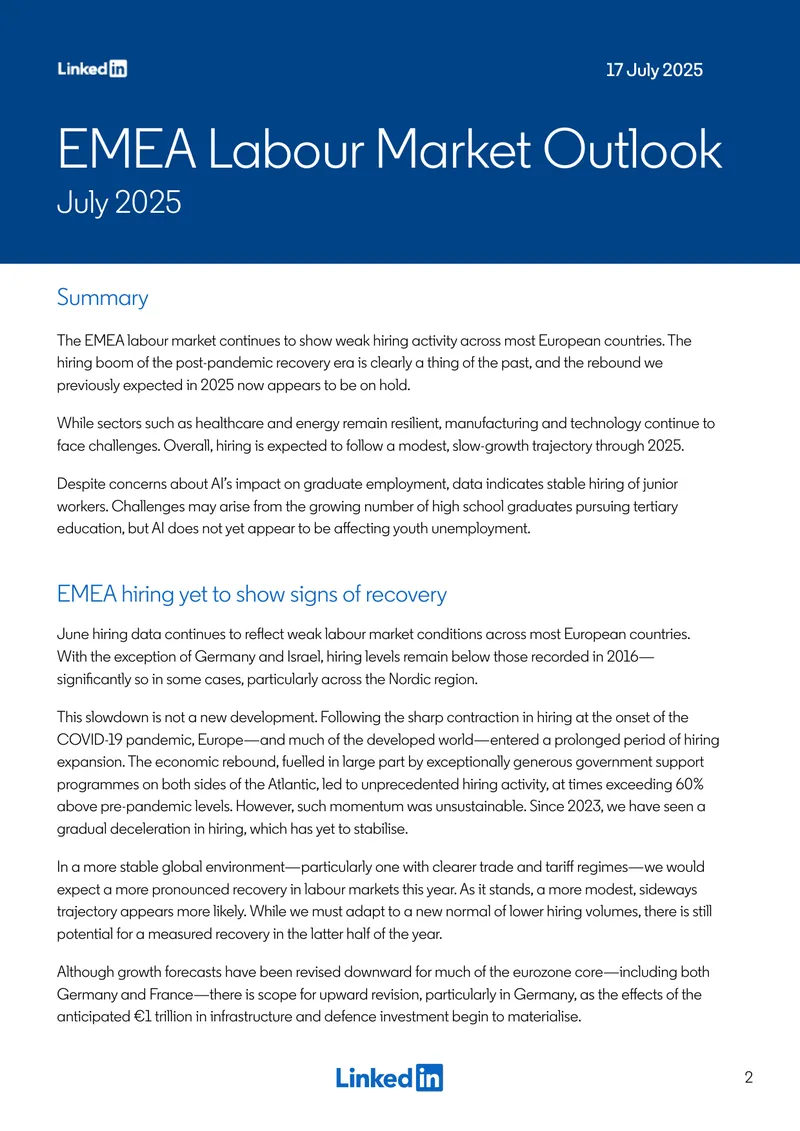 EMEA Labour Market Outlook July 2025