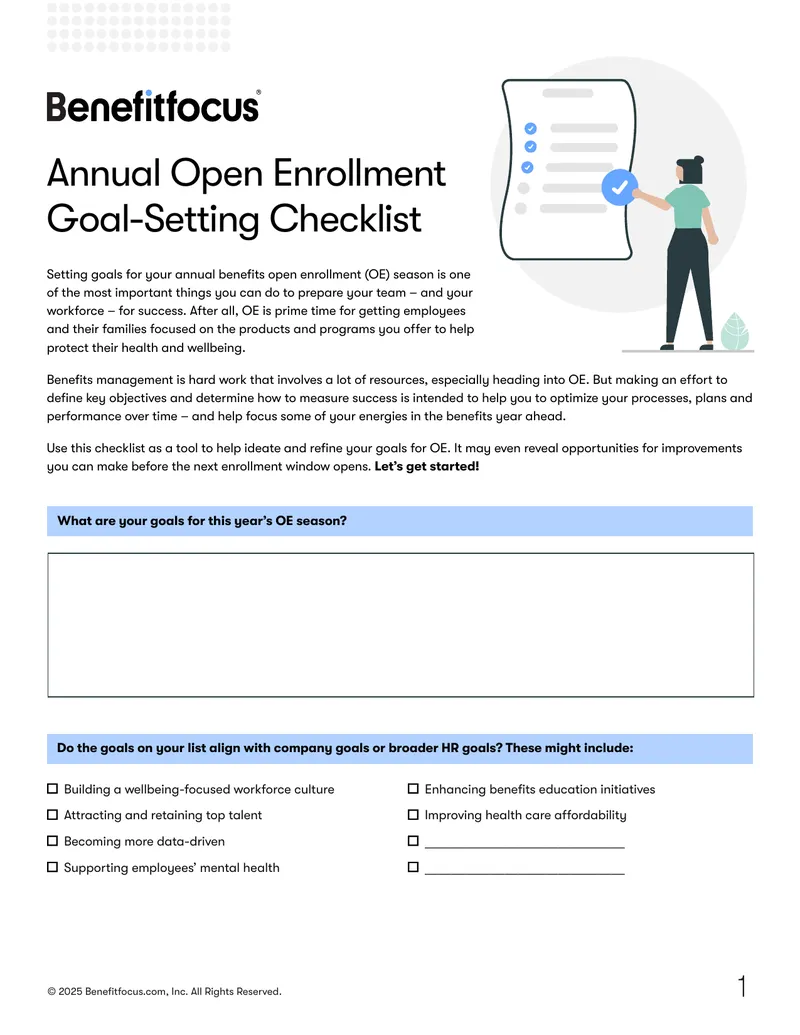 Annual Open Enrollment Goal-Setting Checklist