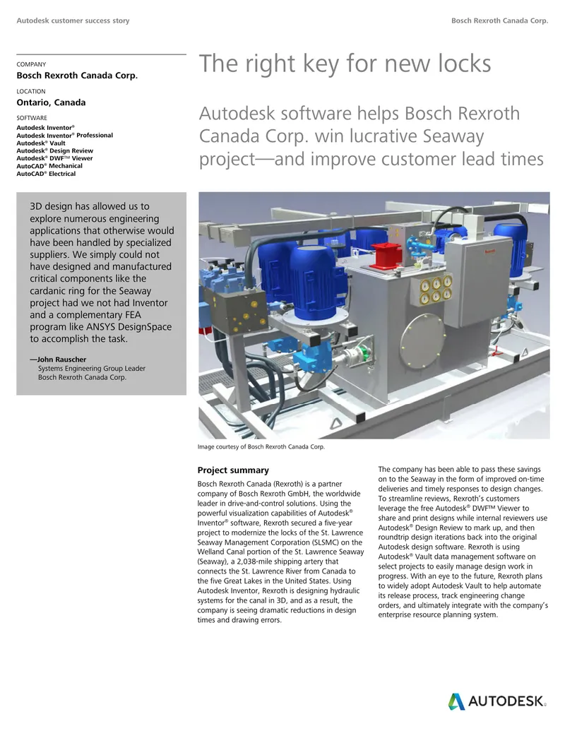 Bosch Rexroth Canada Corp. Autodesk Success Story