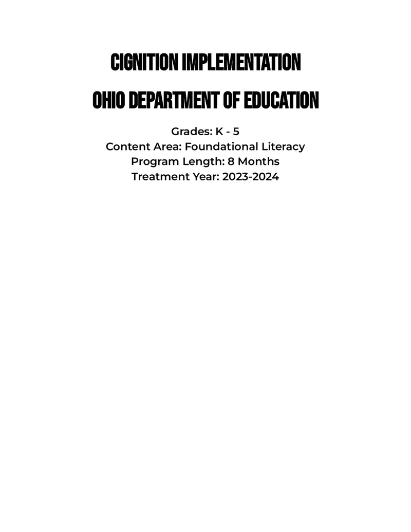 Cignition Implementation for Foundational Literacy Program
