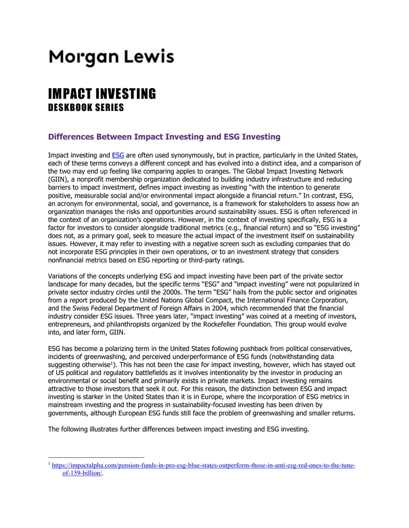 Differences Between Impact Investing and ESG Investing