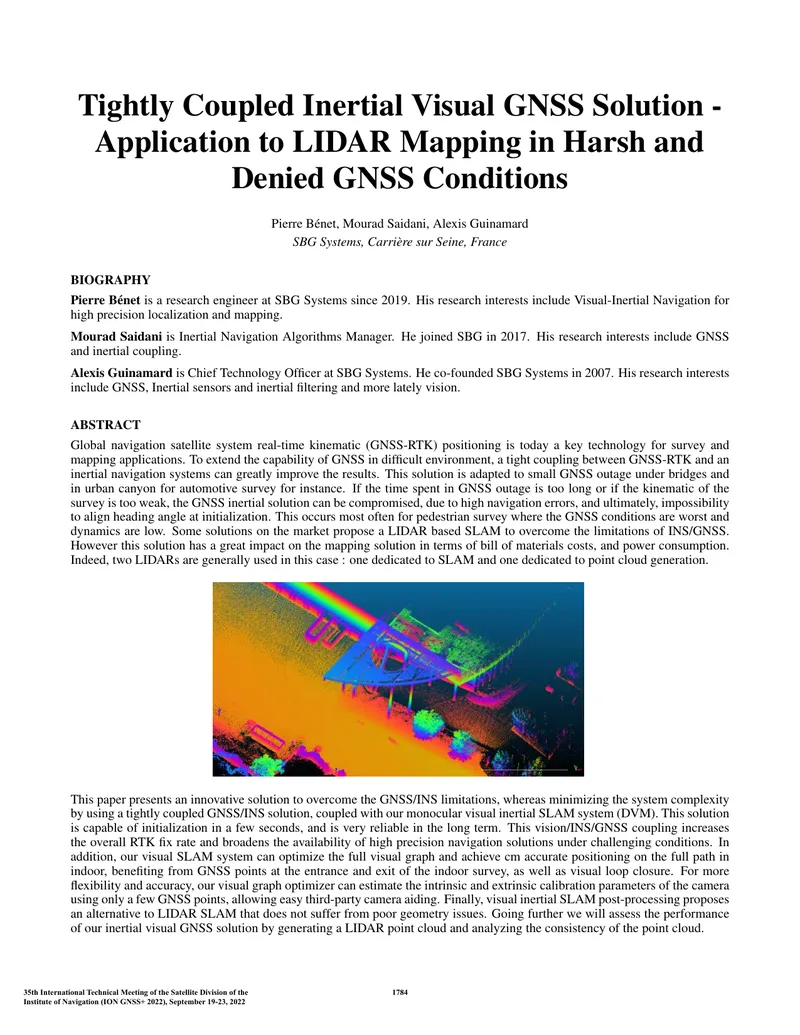 Tightly Coupled Inertial Visual GNSS Solution for LIDAR Mapping