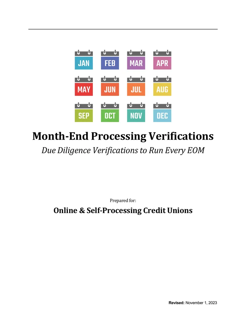 Month-End Processing Verification Manual