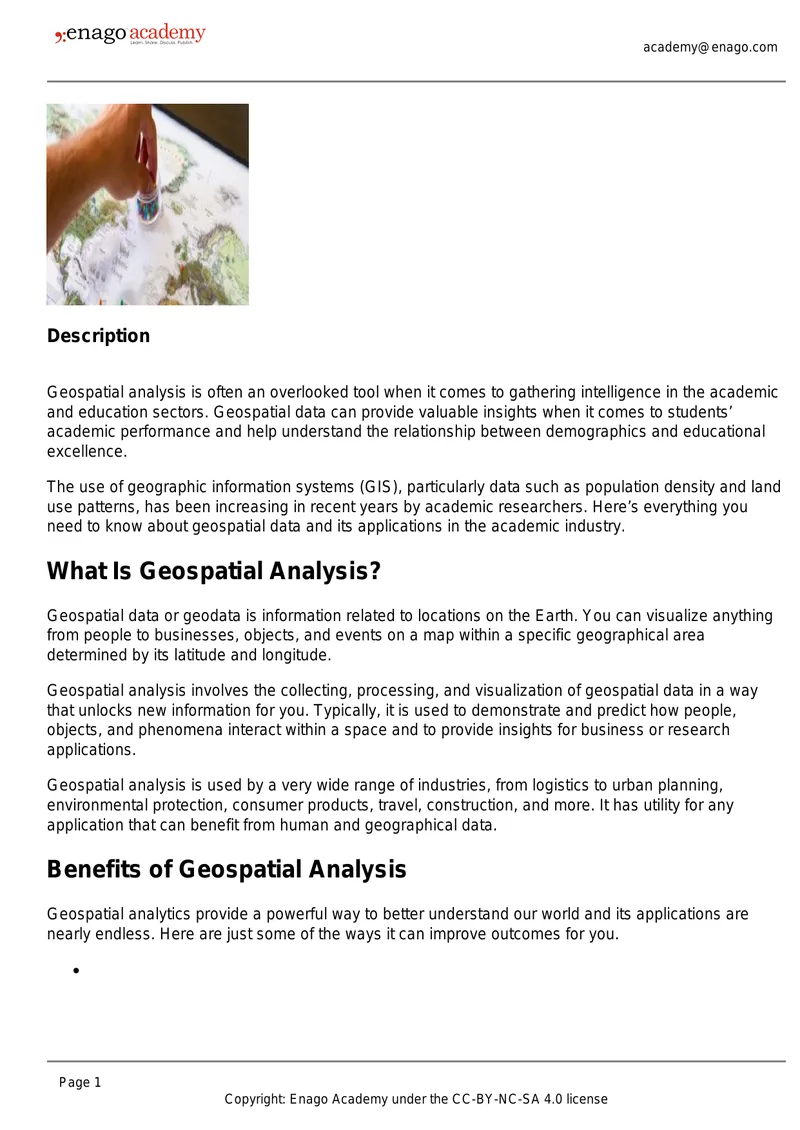 Geospatial Analysis Applications in Education