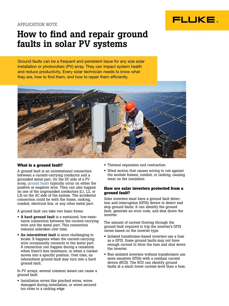 Ground Fault Detection and Repair in Solar PV Systems
