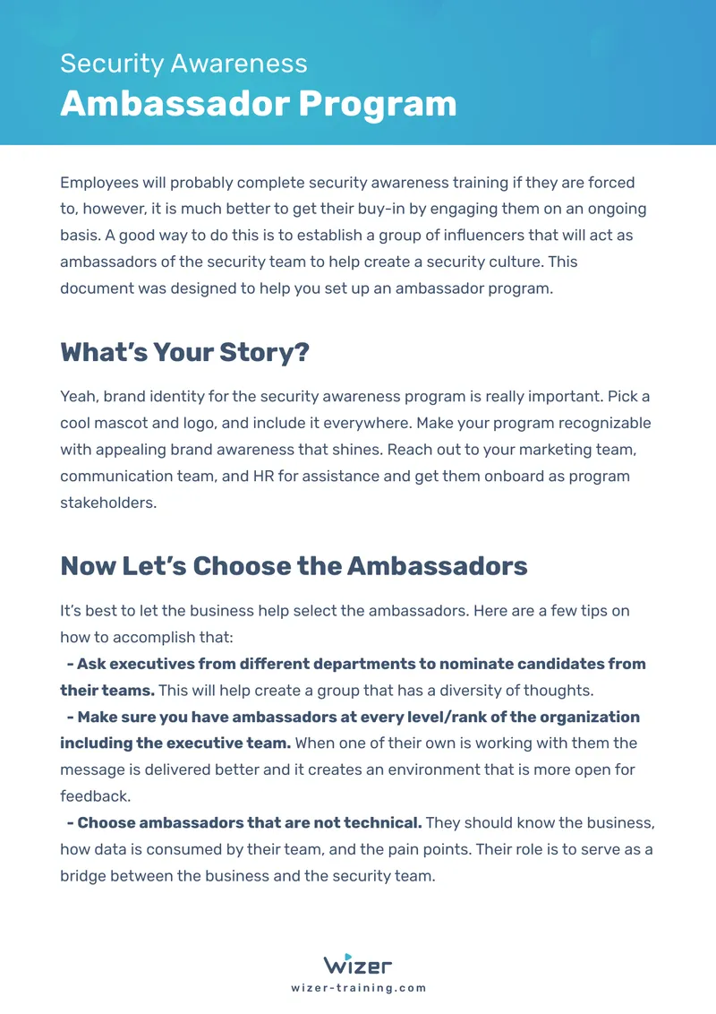 Security Awareness Ambassador Program Guide