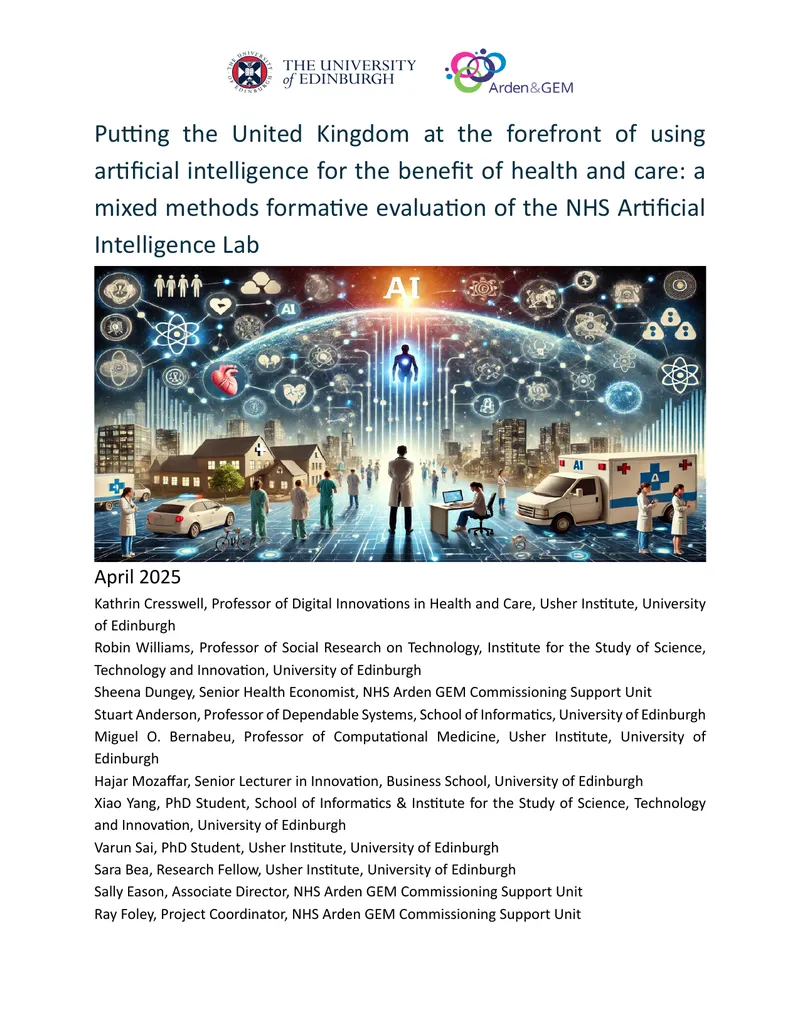 Evaluation of the NHS Artificial Intelligence Lab