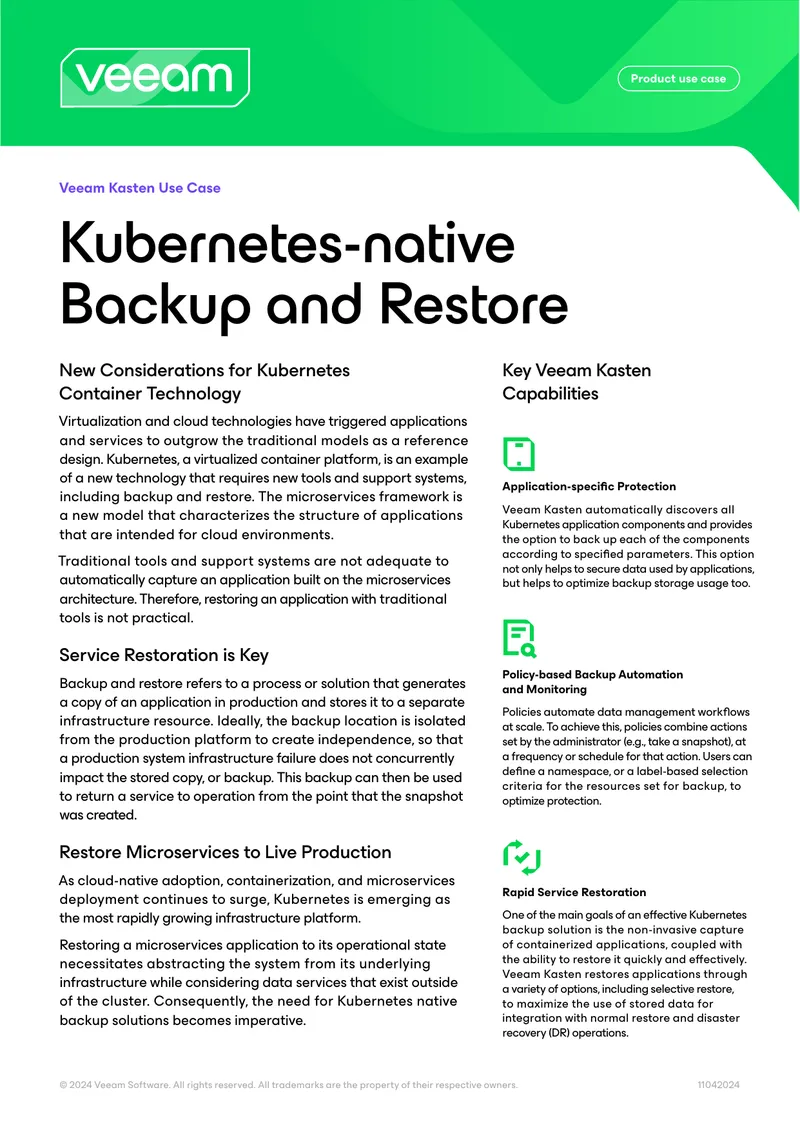 Kubernetes-native Backup and Restore Use Case