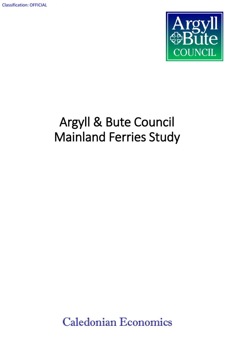 Mainland Ferries Study for Argyll and Bute Council