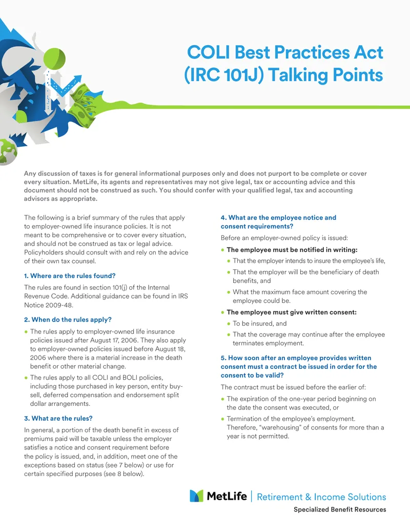 COLI Best Practices Act Talking Points