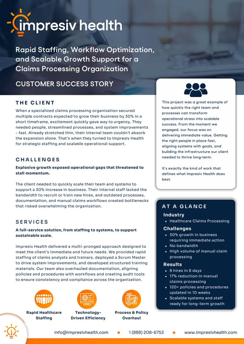 Rapid Staffing and Workflow Optimization for Claims Processing