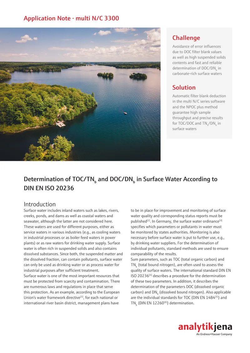 Determination of TOC and DOC in Surface Water preview page 1