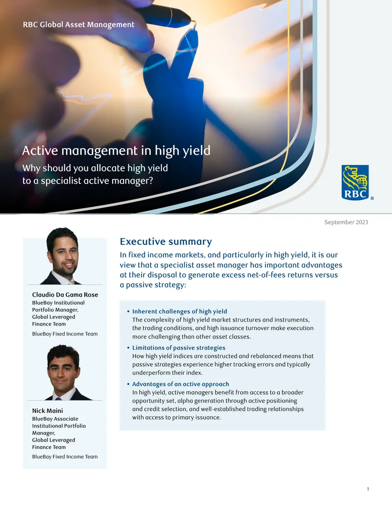 Active Management in High Yield Markets