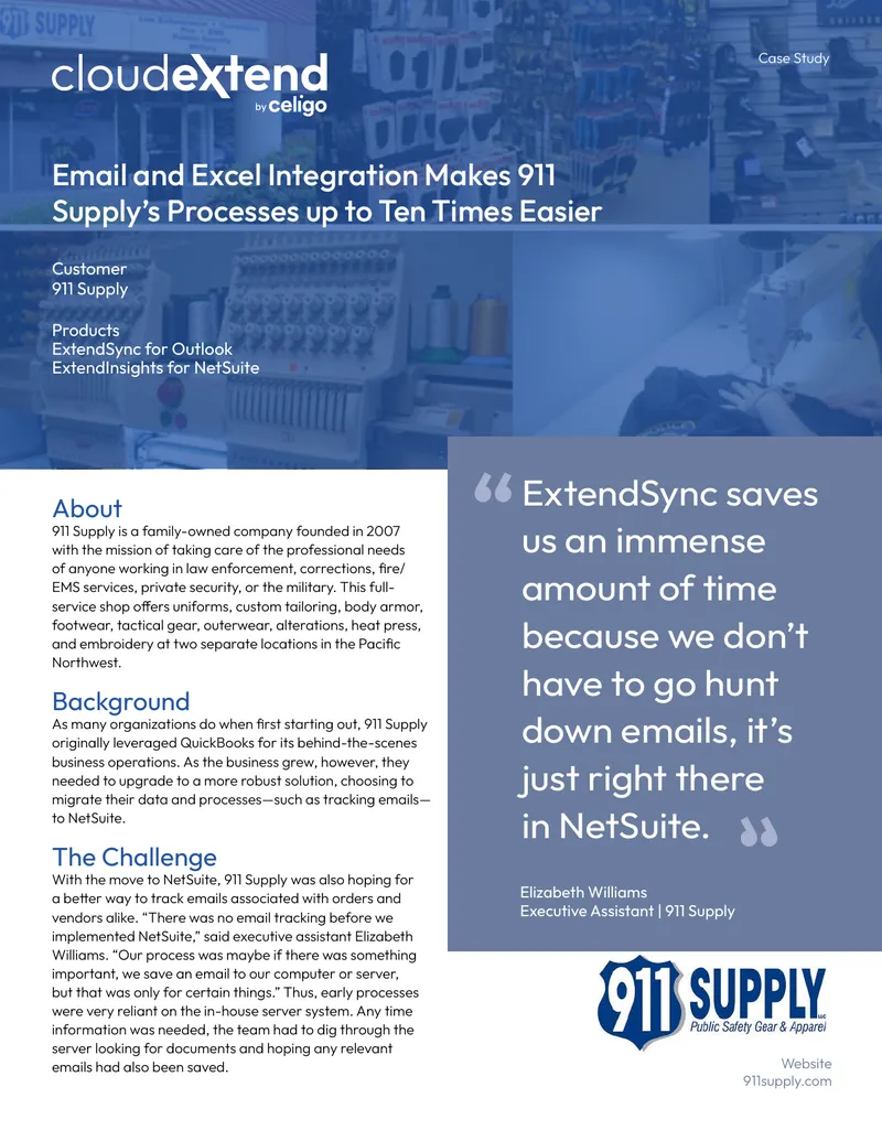 Email and Excel Integration Case Study for 911 Supply