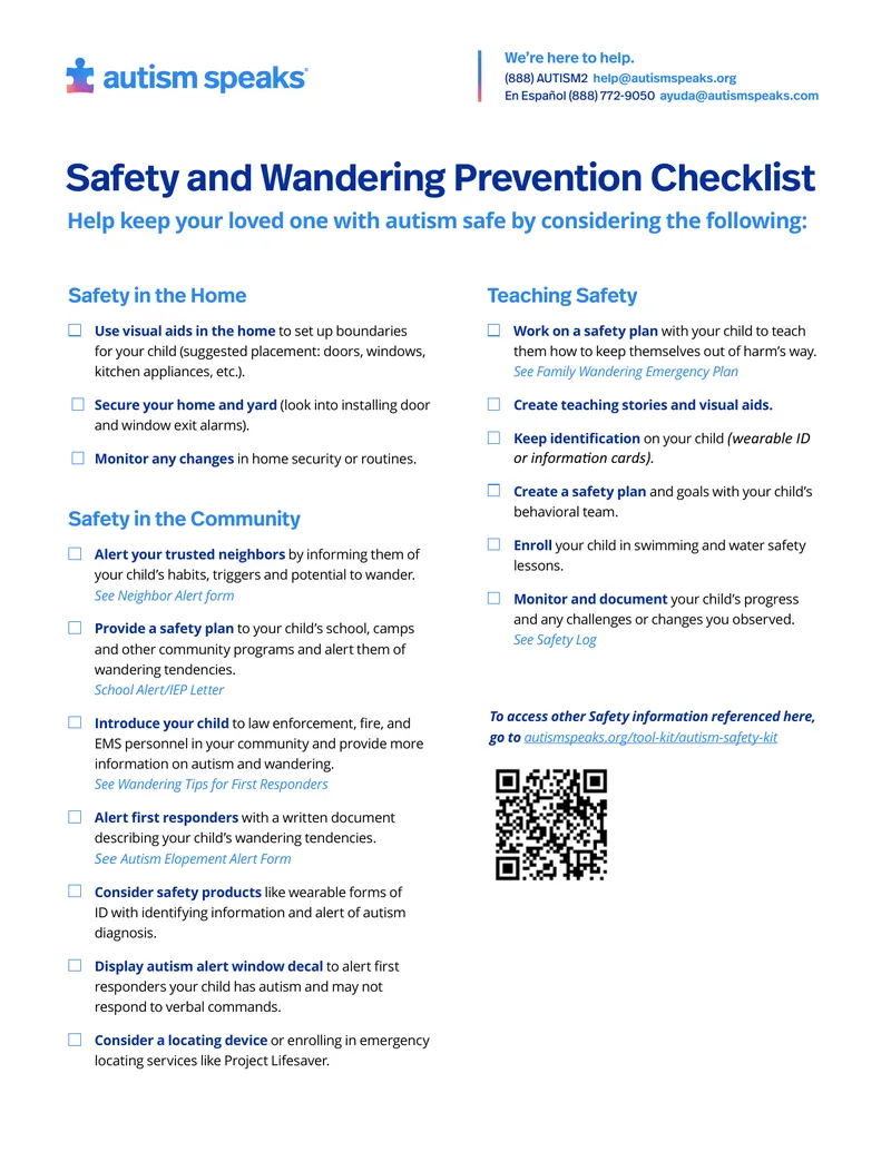 Wandering Safety Plan for Children with Autism