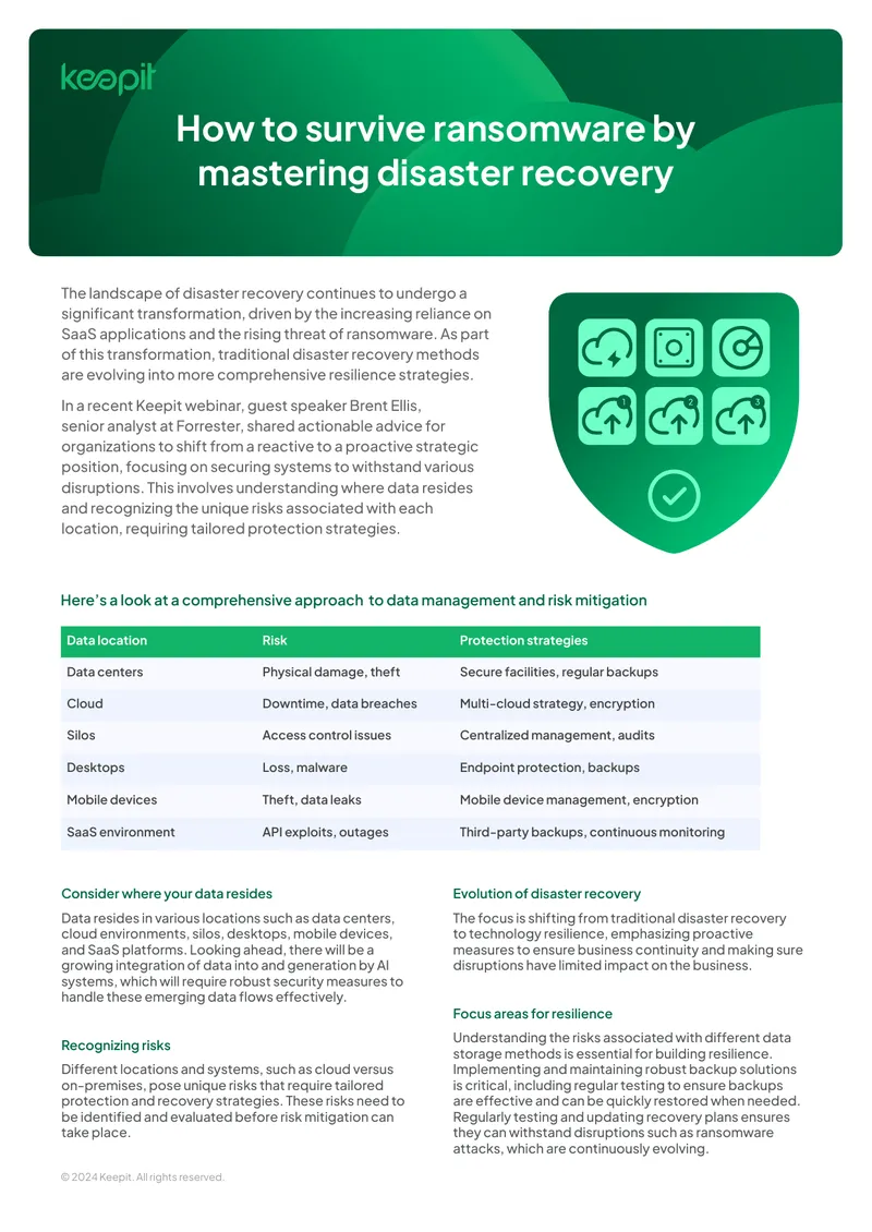 Disaster Recovery Strategies for Ransomware Resilience