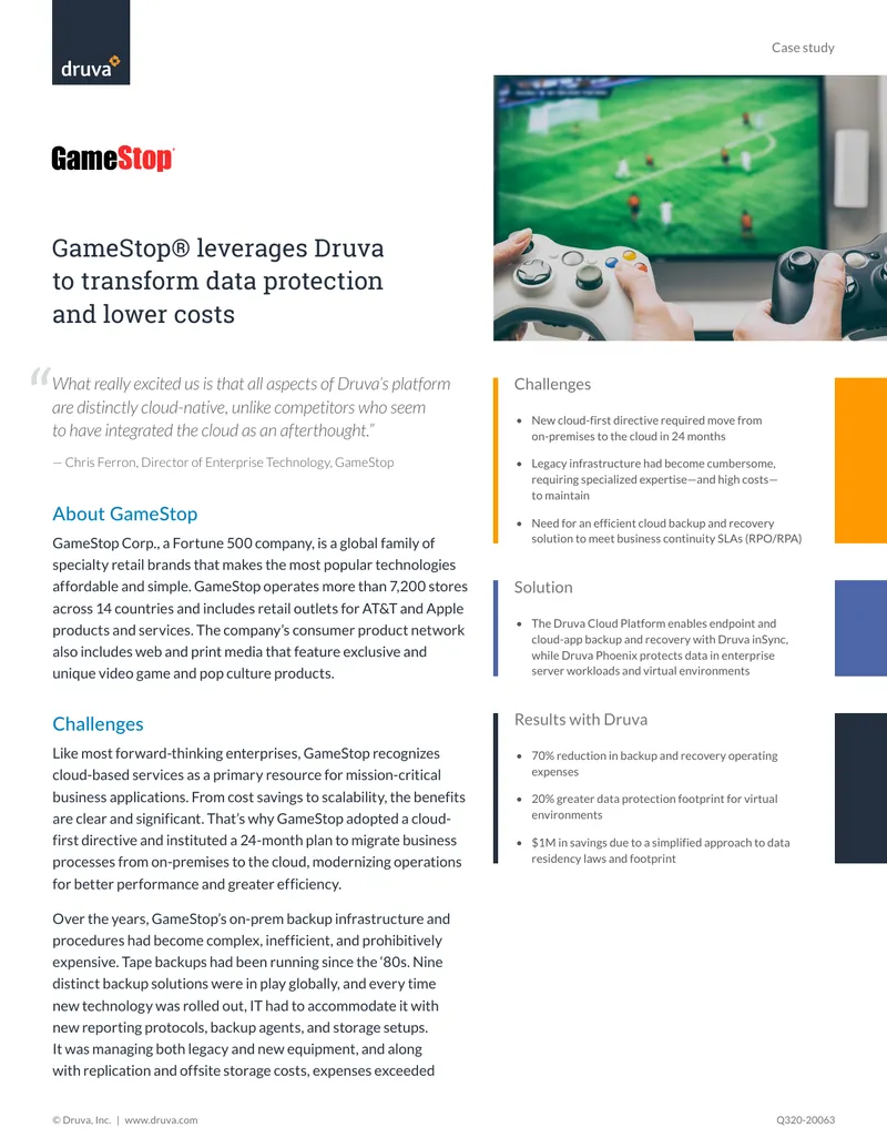 GameStop Data Protection Transformation Case Study
