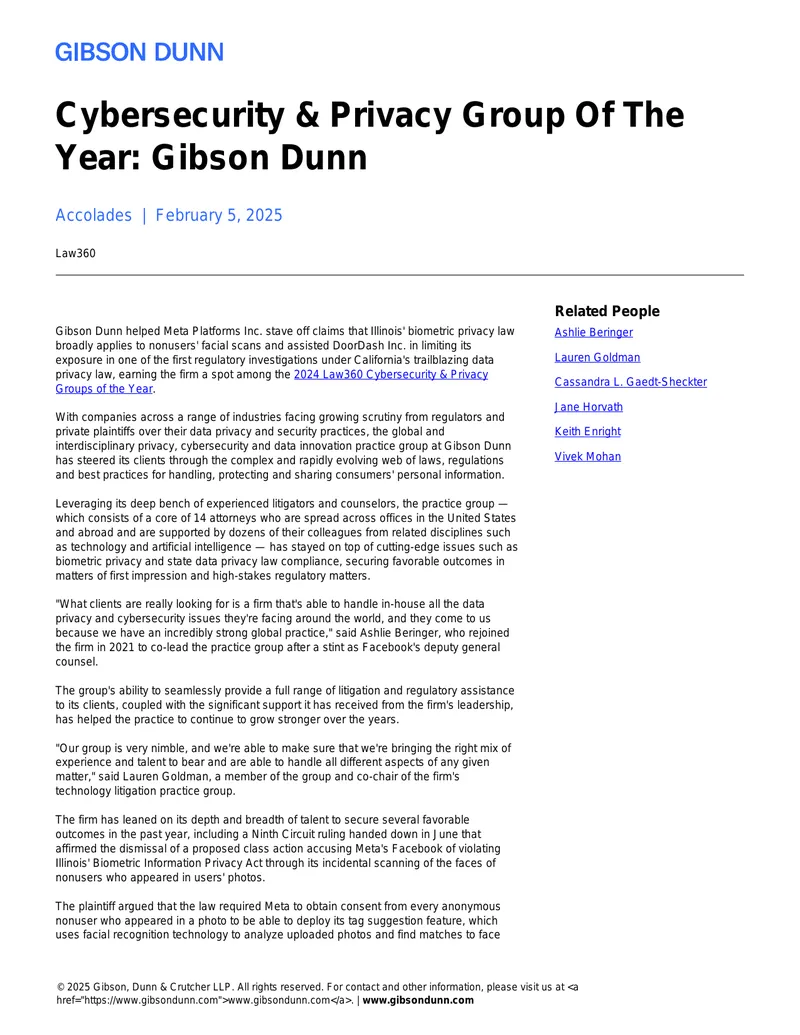 Gibson Dunn's Cybersecurity and Privacy Legal Strategies