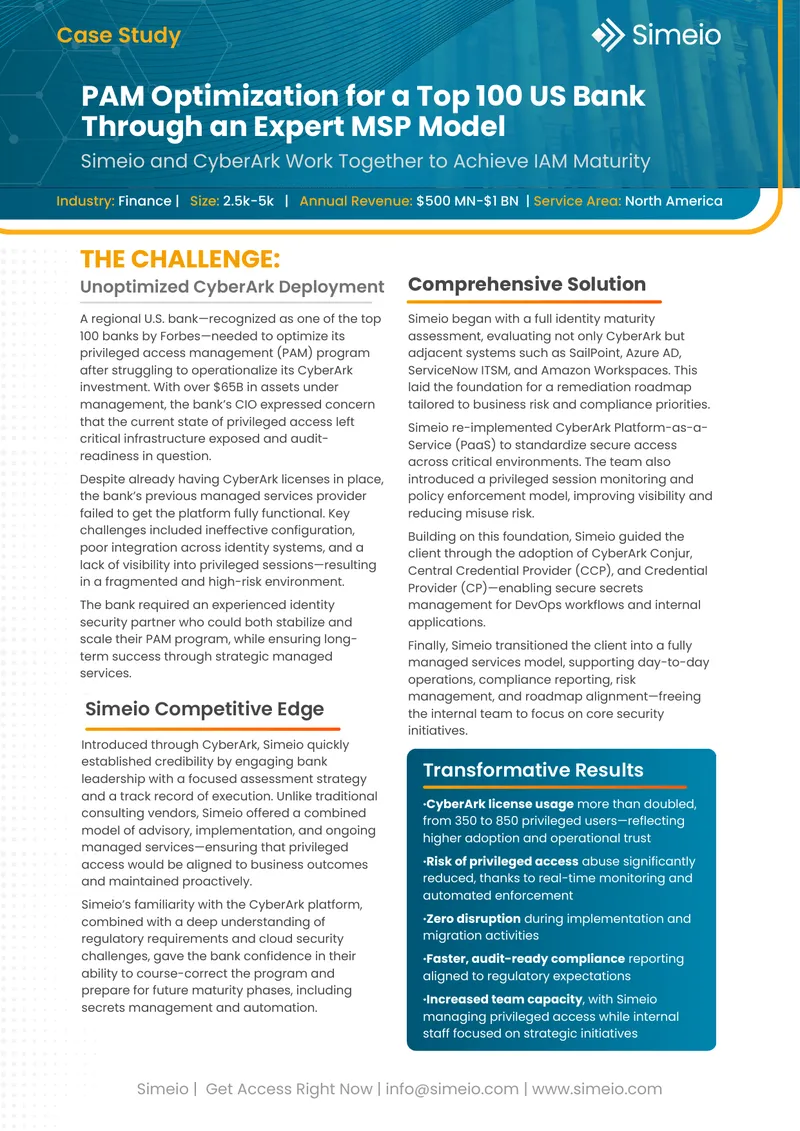 PAM Optimization Case Study for a US Bank