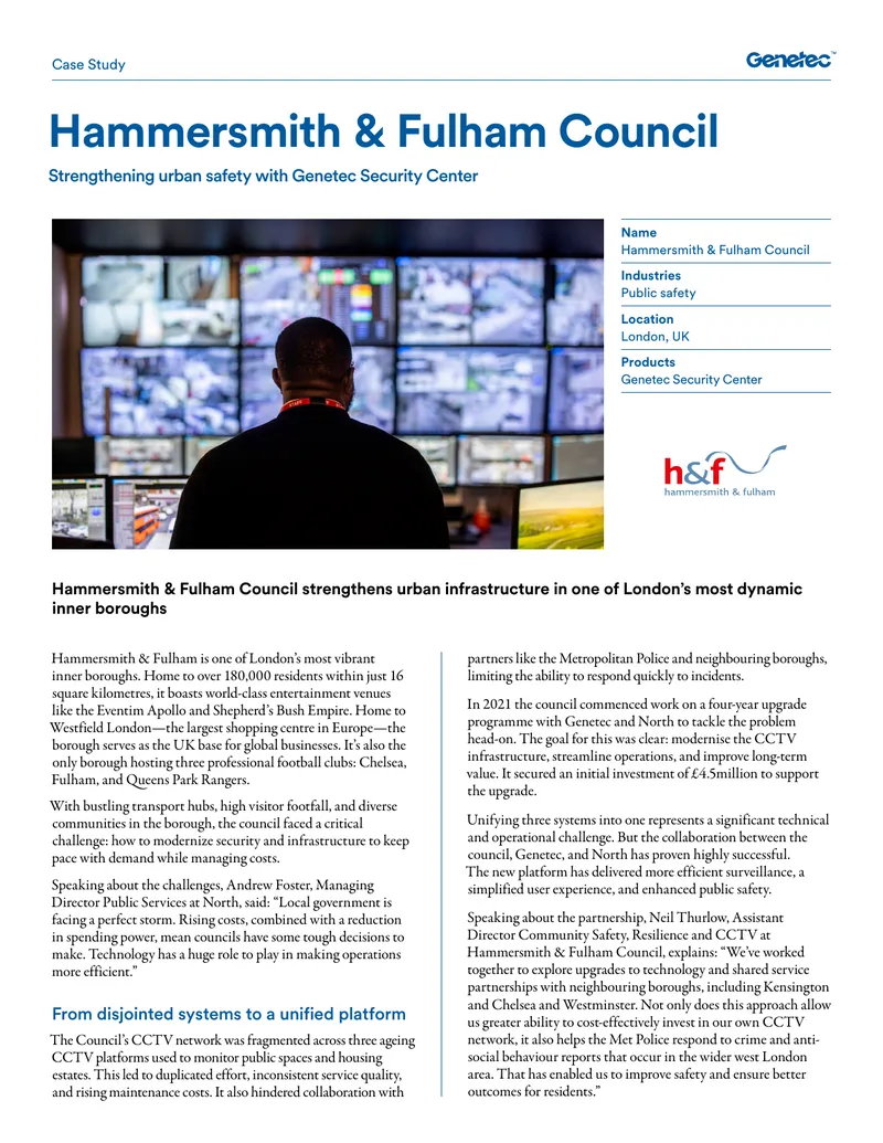Hammersmith & Fulham Council Urban Safety Case Study