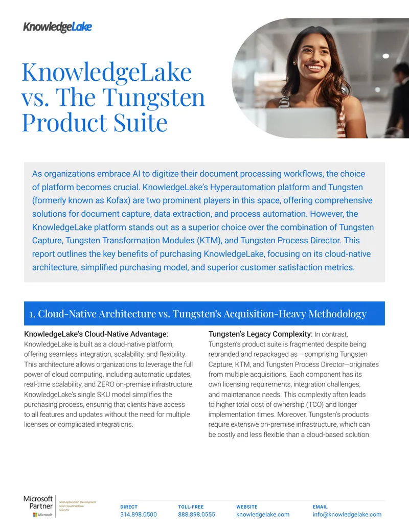 KnowledgeLake vs. The Tungsten Product Suite