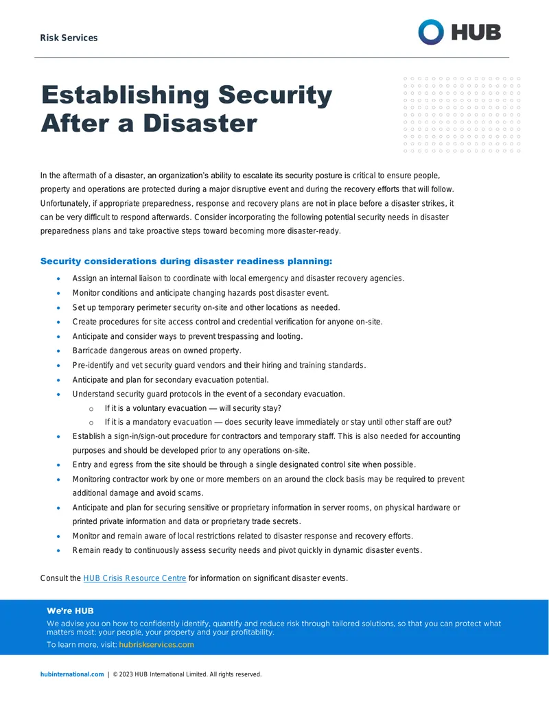 Establishing Security After a Disaster