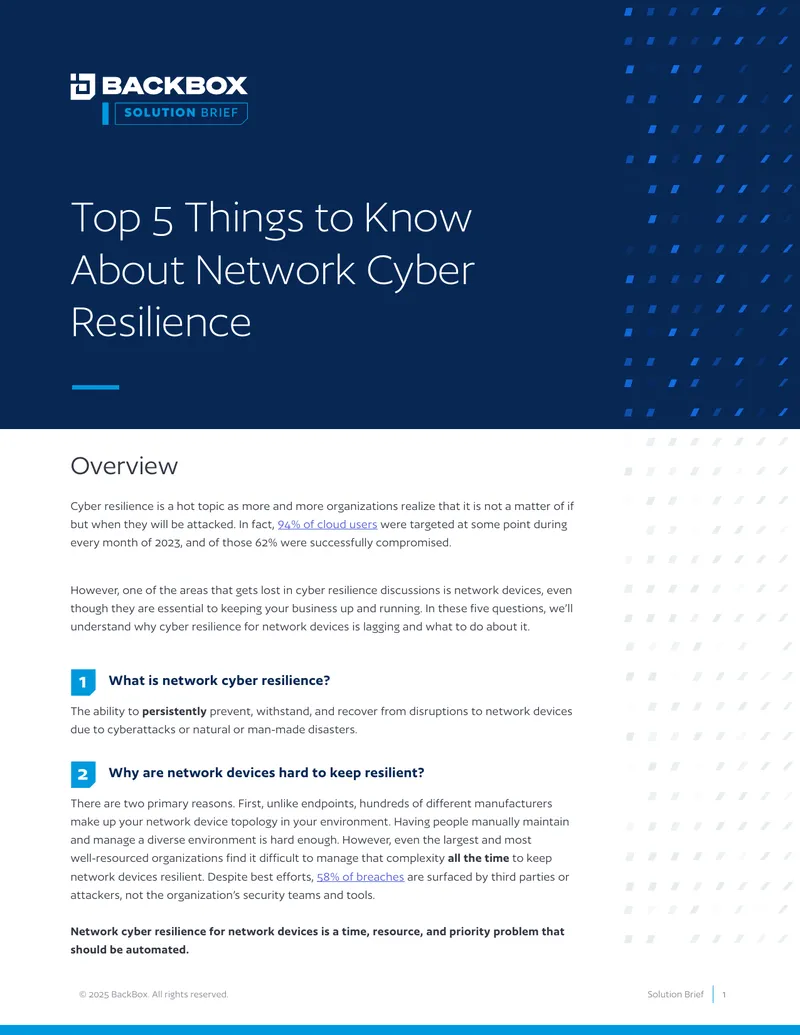Top 5 Considerations for Network Cyber Resilience