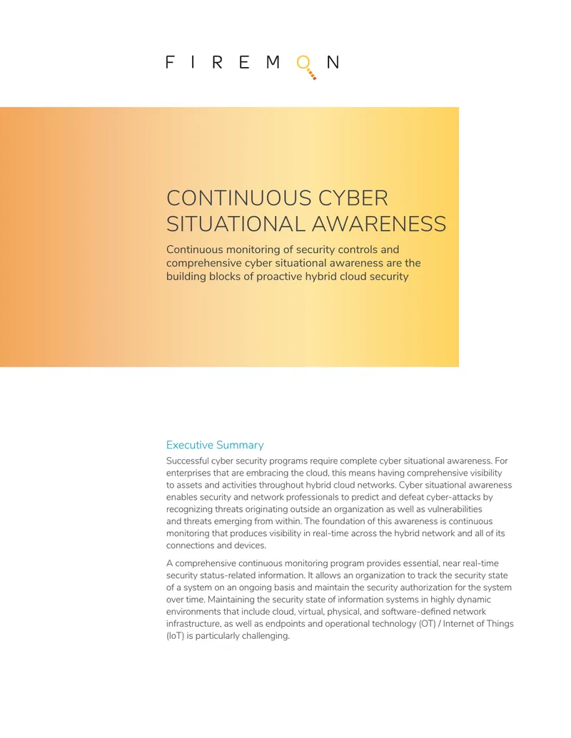 Continuous Cyber Situational Awareness Framework