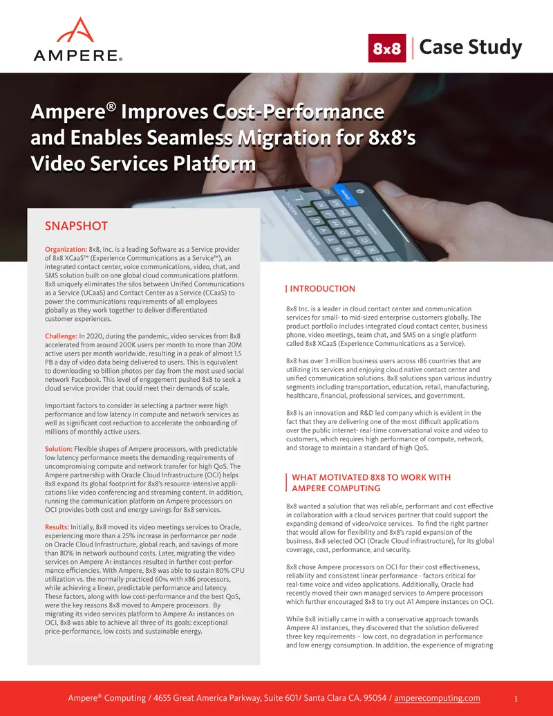 Ampere Computing Partnership Case Study for 8x8