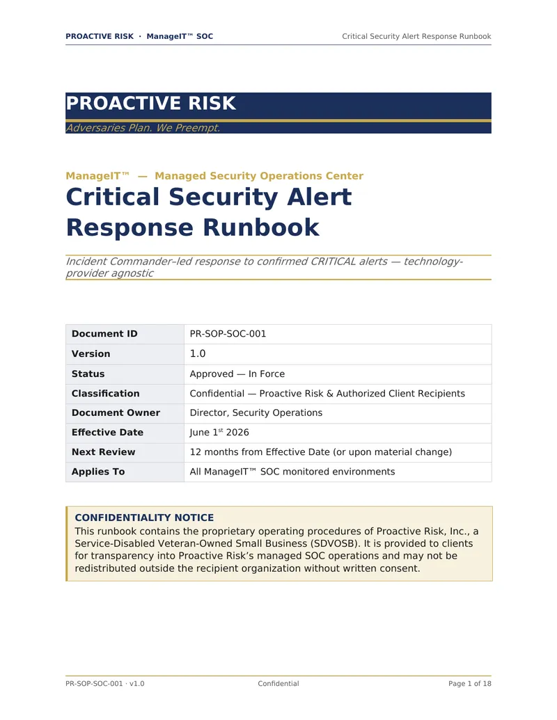 Critical Security Alert Response Runbook