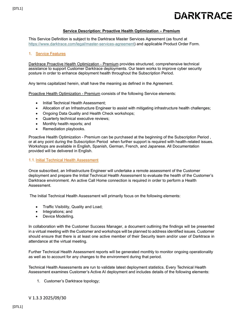Proactive Health Optimization Service Description