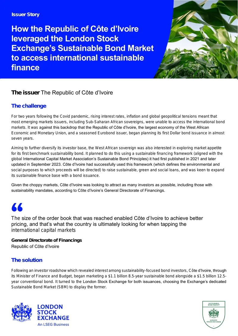 Côte d’Ivoire's Sustainable Bond Market Issuance