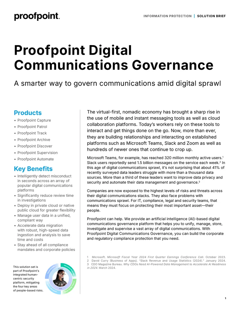 Proofpoint Digital Communications Governance Solution Brief