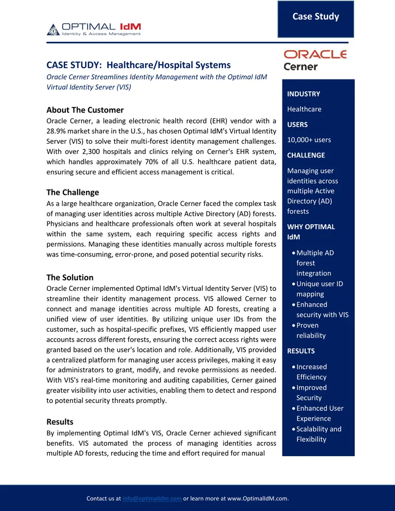Oracle Cerner Identity Management Case Study