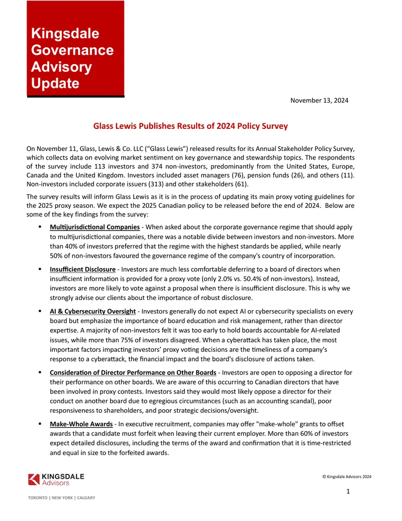 2024 Policy Survey Results by Glass Lewis