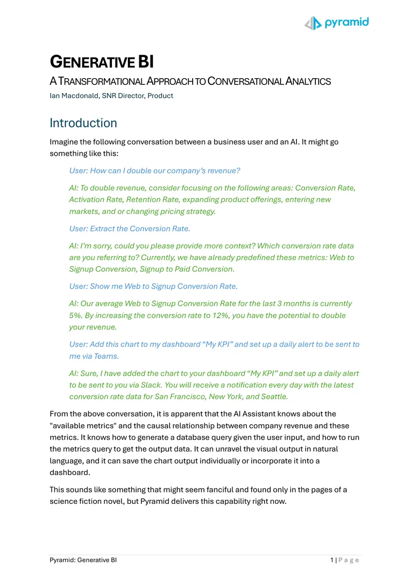 Generative BI Approach to Conversational Analytics preview page 1