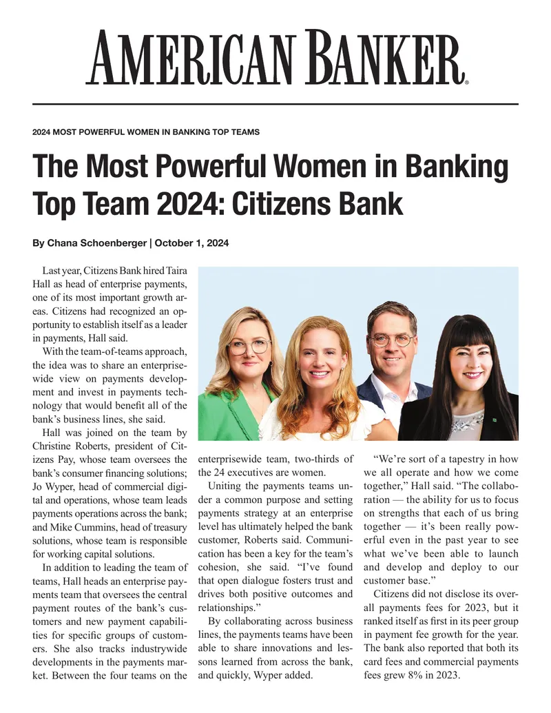 Citizens Bank Enterprise Payments Team Overview